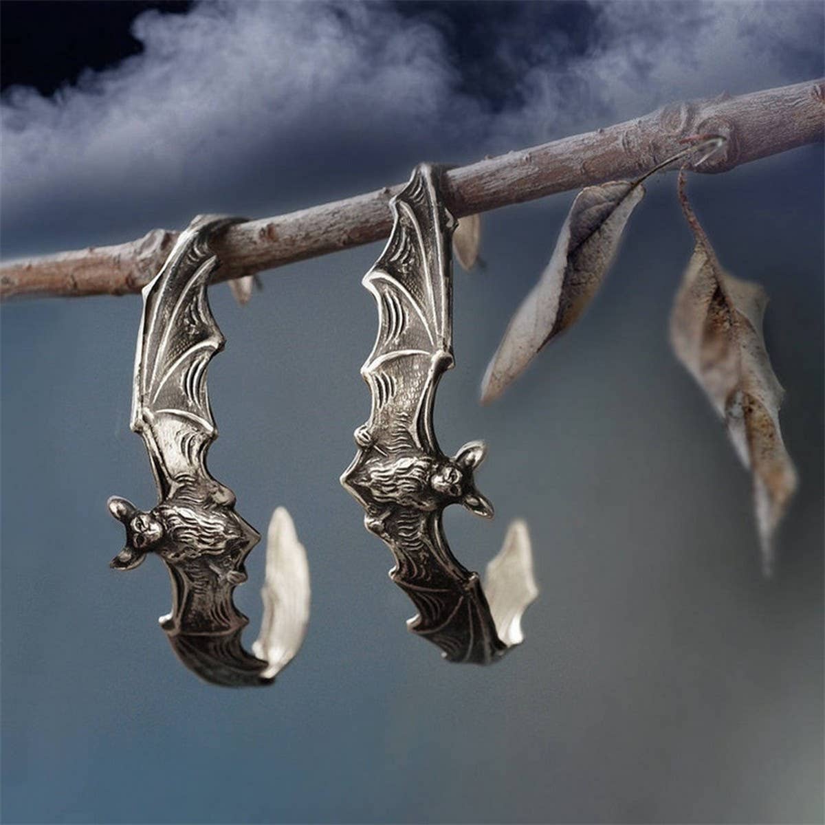 HALLOWEEN DARK VINTAGE BAT WINGS EARRINGS
