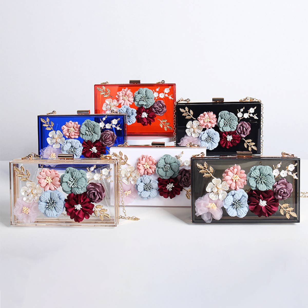 WOMEN FLOWERS DECORATE CHAIN STRAP EVENING BAG_CWAB0658
