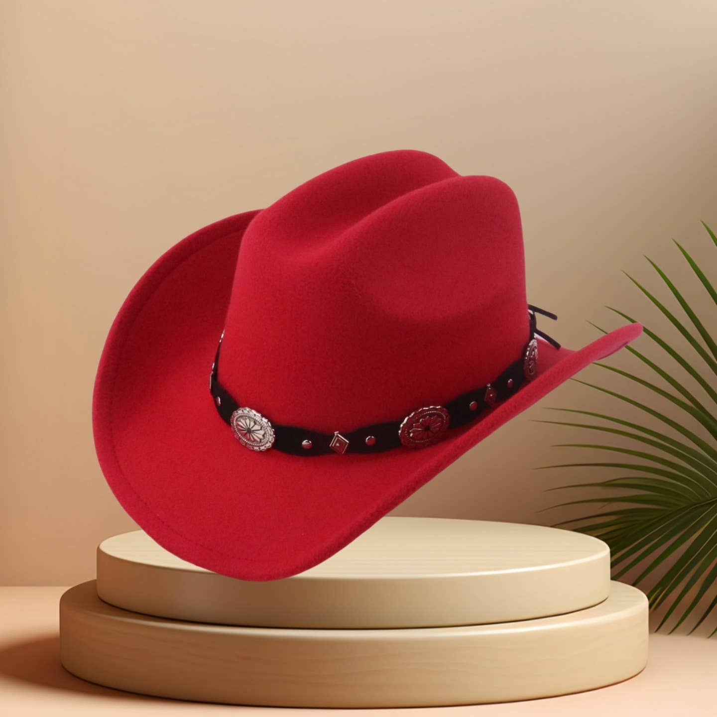 Ethnic Western Cowboy Hat with Belt for Show_CWAH3651