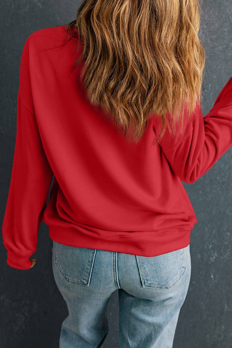 SOLID COLOR LOOSE ROUND NECK PULLOVER HOODIE
