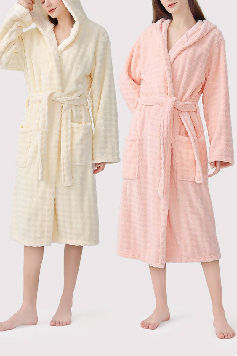 CWMM8295_THICKENED HOUSEHOLD LONG CORAL FLEECE ADULT ROBE