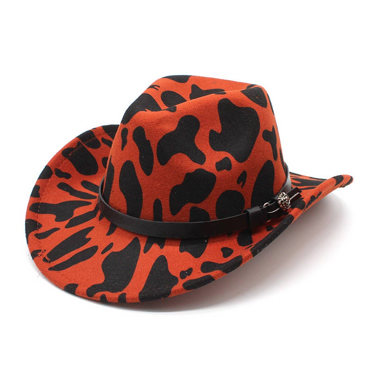 COLORBLOCK COW PATTERN WOOL WIDE BRIM JAZZ HAT_CWAH2553