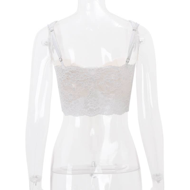 Lace mesh spliced top wrapped around the chest