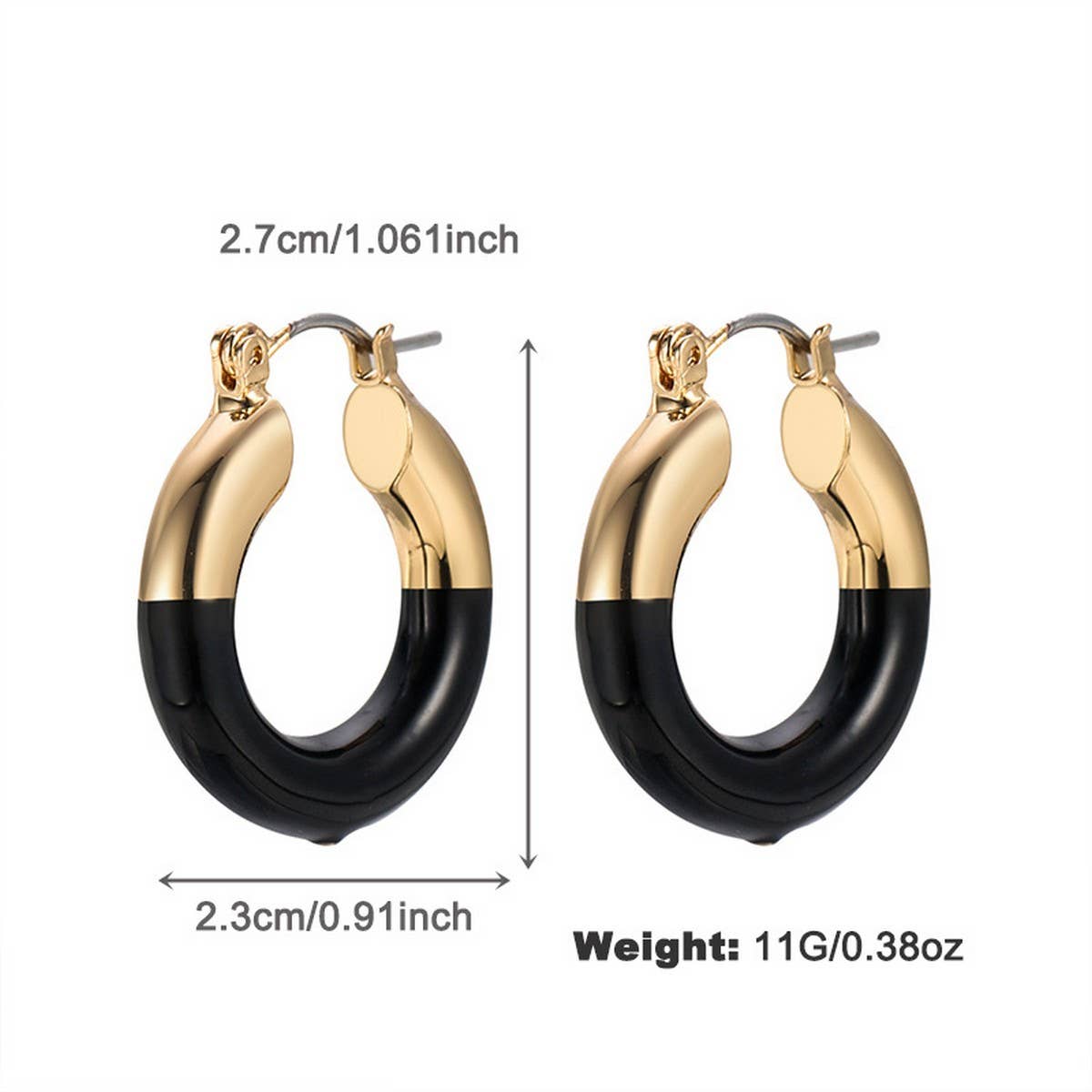 NEW FASHION TEMPERAMENT BLACK AND GOLD EARRINGS