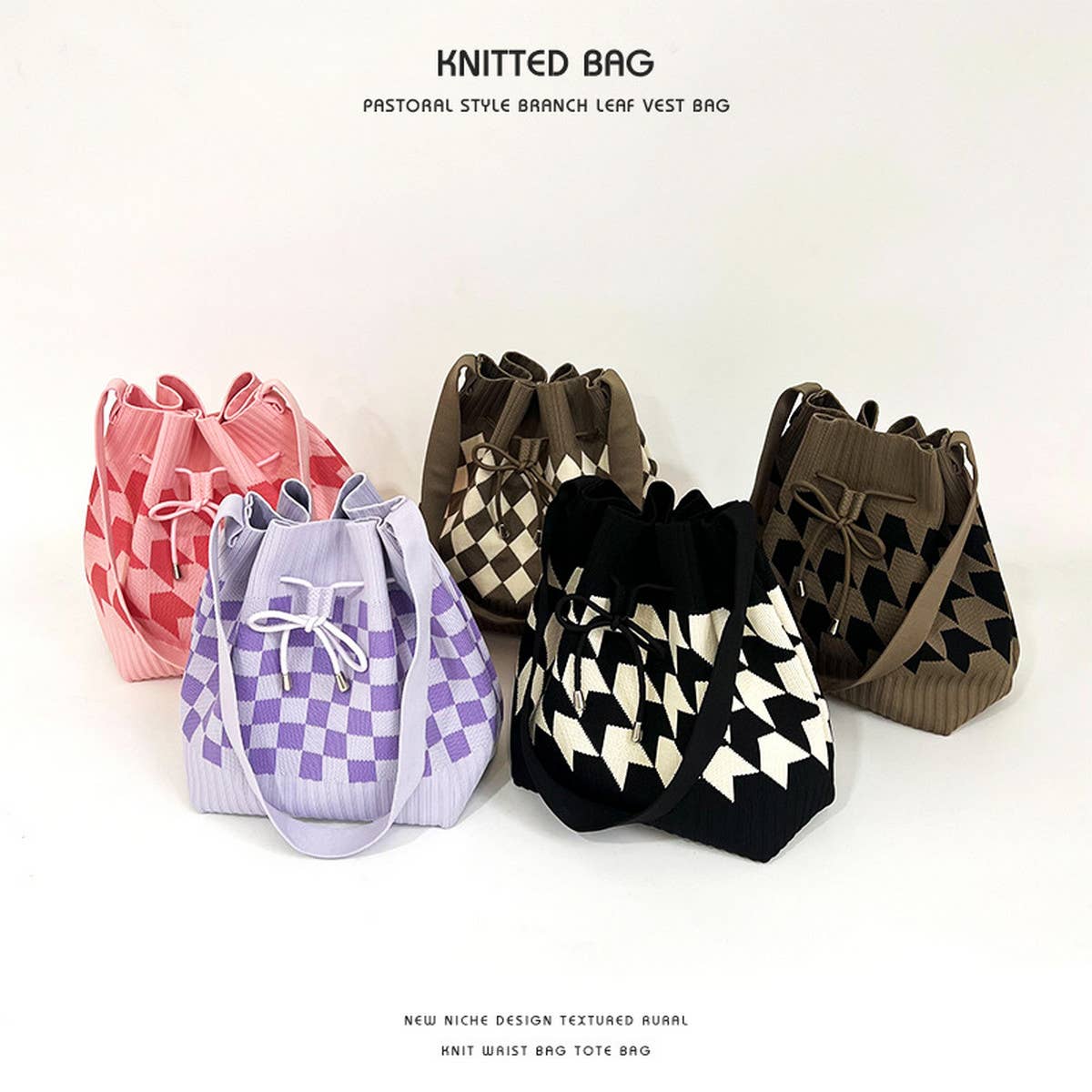 2024 CASUAL DRAWSTRING BUCKET KNITTED BAG_CWAB2375