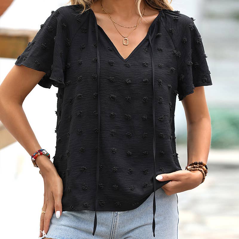 V-NECK TEMPERAMENT CHIFFON CASUAL TOP