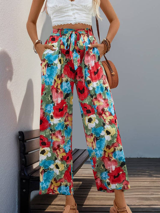 Personalized printed high-waisted casual pants