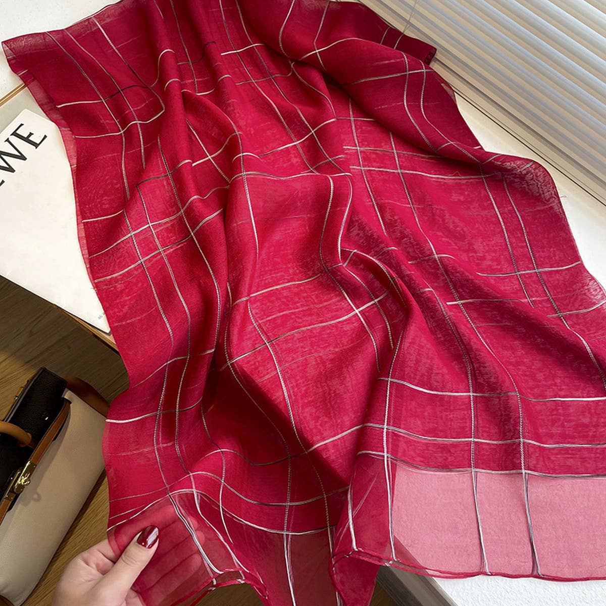 Minimal Stripe Silk Wool Scarf ? Lightweight Shawl