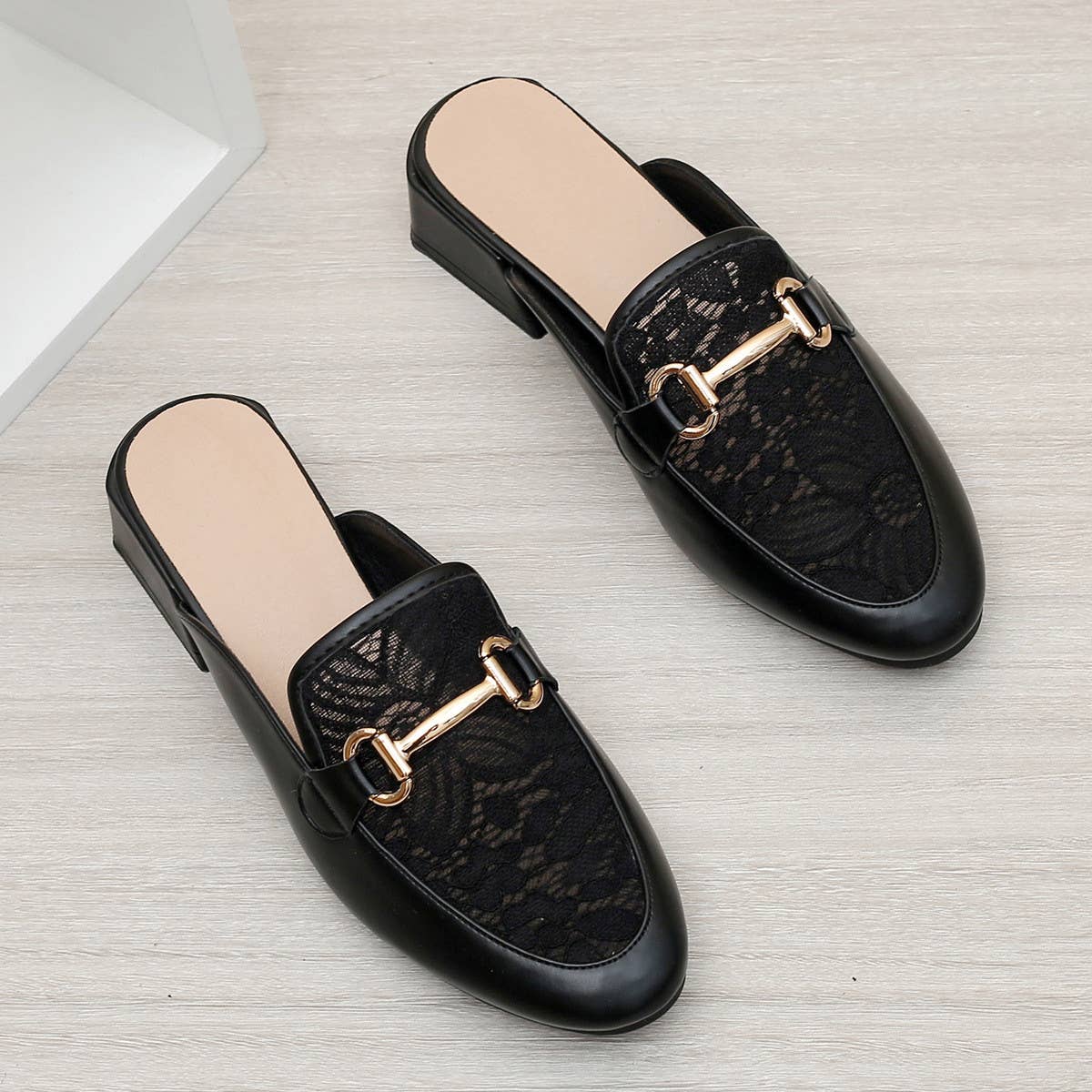 MEDIUM HEEL CASUAL THICK HEEL HALF SLIPPERS MULES