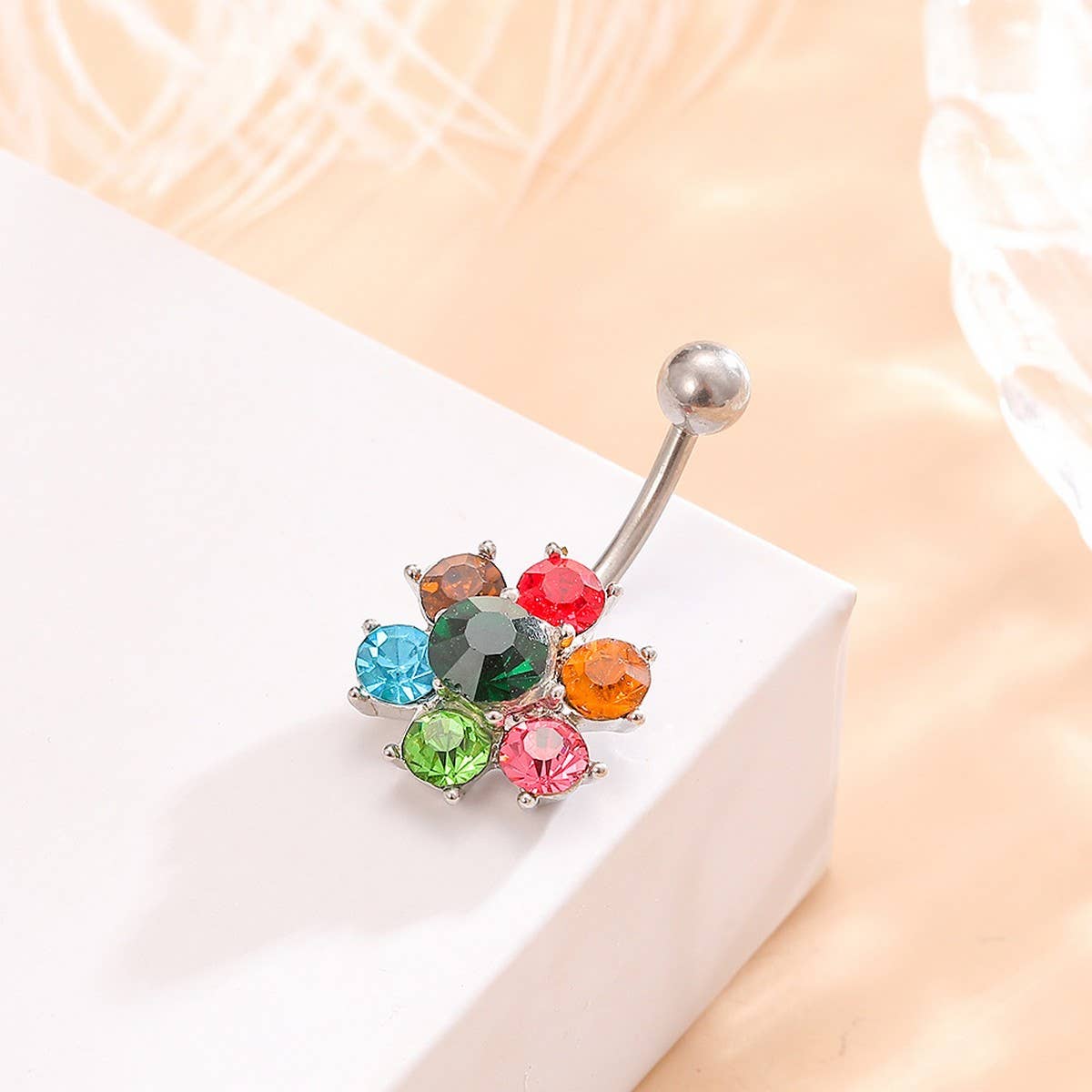 Delicate Colorful Flower Belly Ring Hot Sale