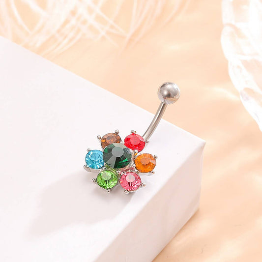Delicate Colorful Flower Belly Ring Hot Sale