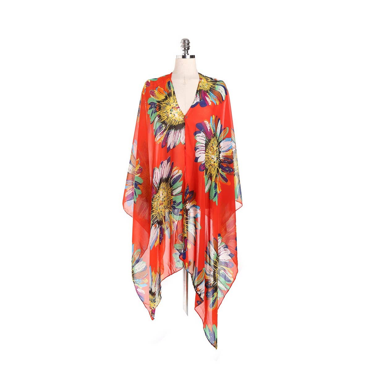 SUNFLOWER PRINT FRONT OPEN KIMONO FOR SUMMER