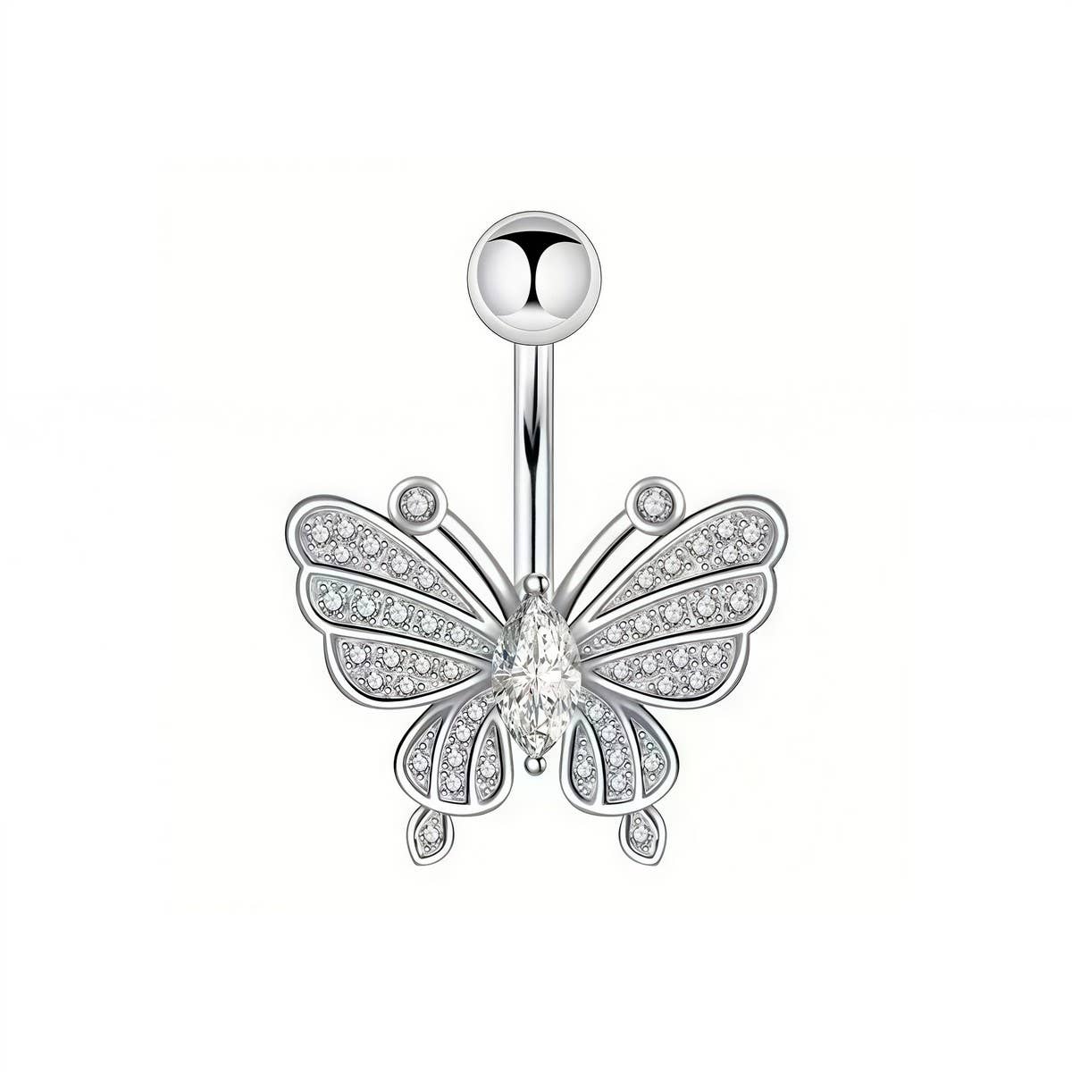 CZ Butterfly Belly Button Ring Piercing Jewelry