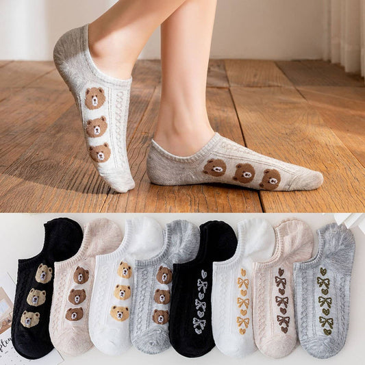 CARTOON BEAR SILICONE ANTI-SLIP BOAT SOCKS_CWMS2023