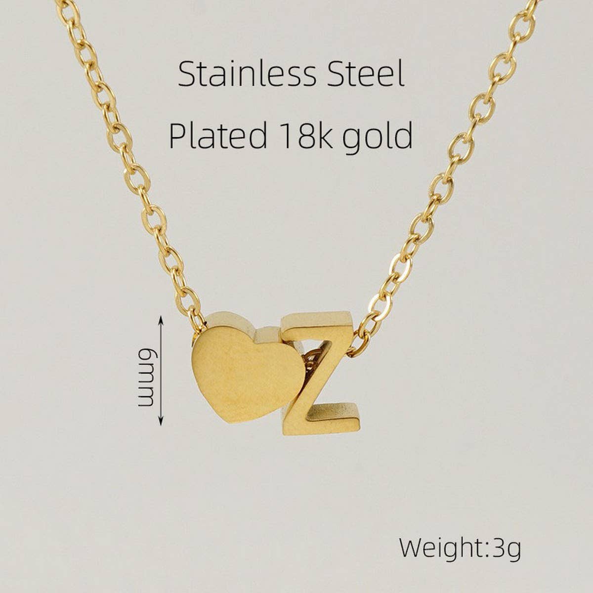 18K GOLD HEART LETTER PENDANT NECKLACE_CWAJE0692
