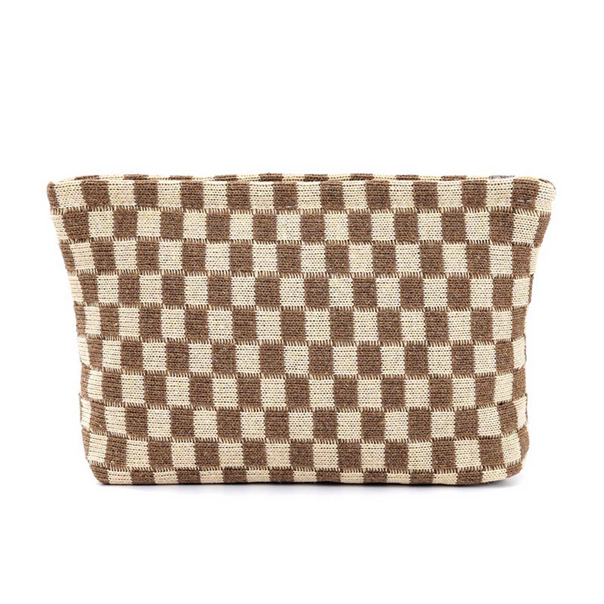 KNITTED CHECKERBOARD MAKEUP BAG PEN BAG_CWAB1210