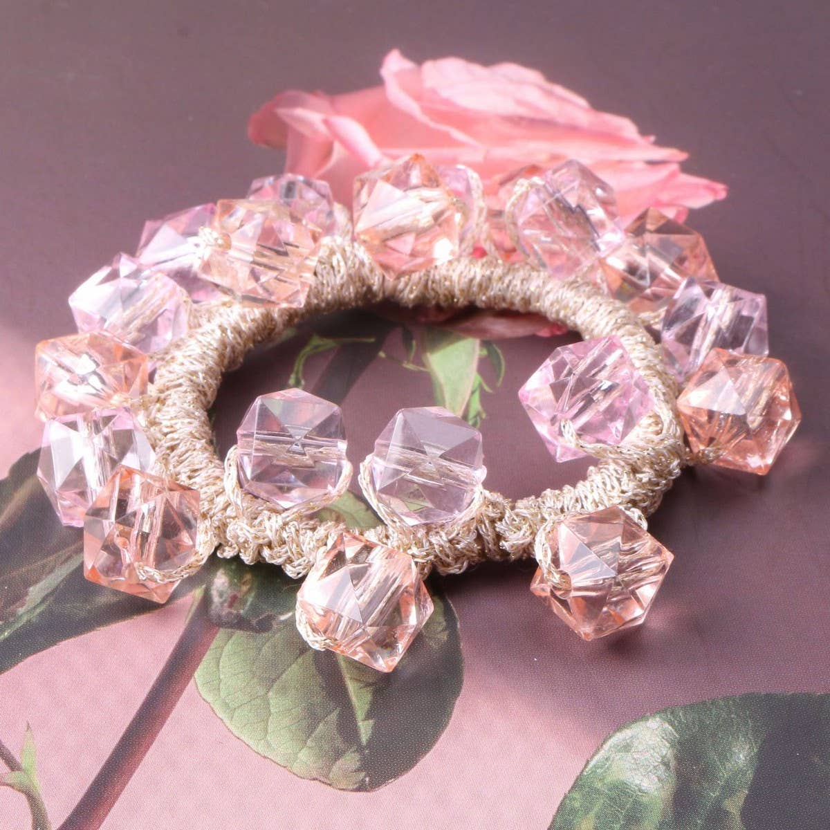 Elegant Crystal Scrunchie Fashion Hair Tie_CWAHA6864