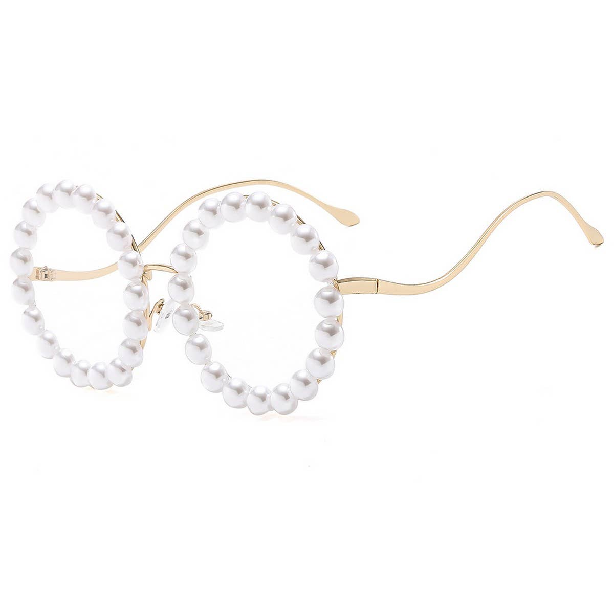 Pearl-Embellished Metal Round Gradient Sunglasses_CWASG1174