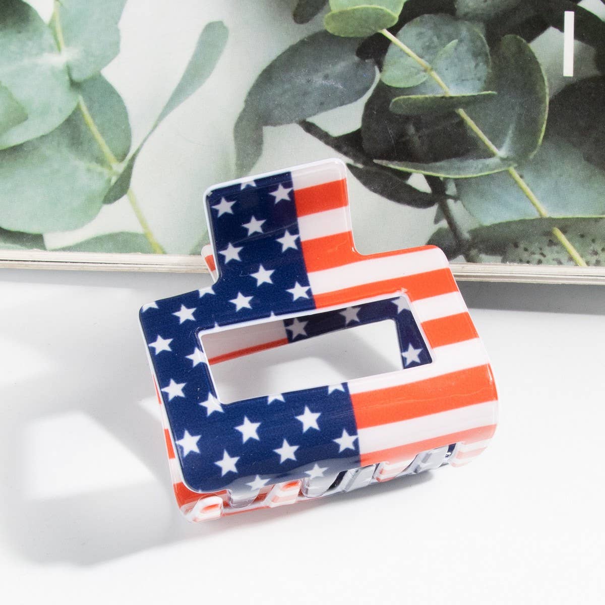 Independence Day Flag Hair Claw PVC Rectangle Clip_CWAHA1263
