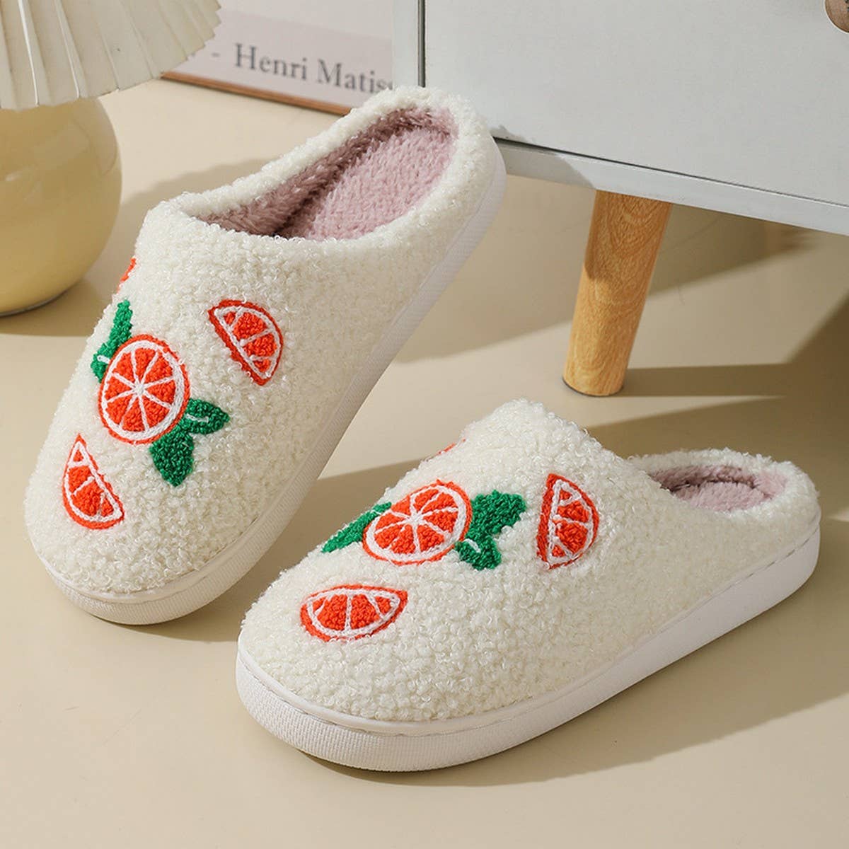 CUTE CARTOON ORANGE WINTER COTTON SLIPPERS