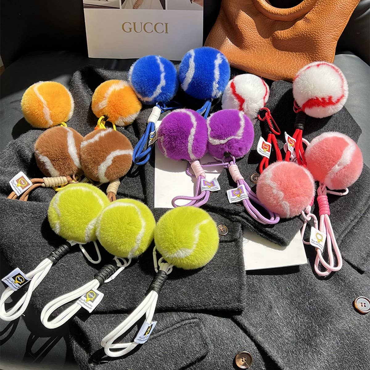 CWMM10409_TENNIS BALL KEYCHAIN  BAG CHARM GIFT