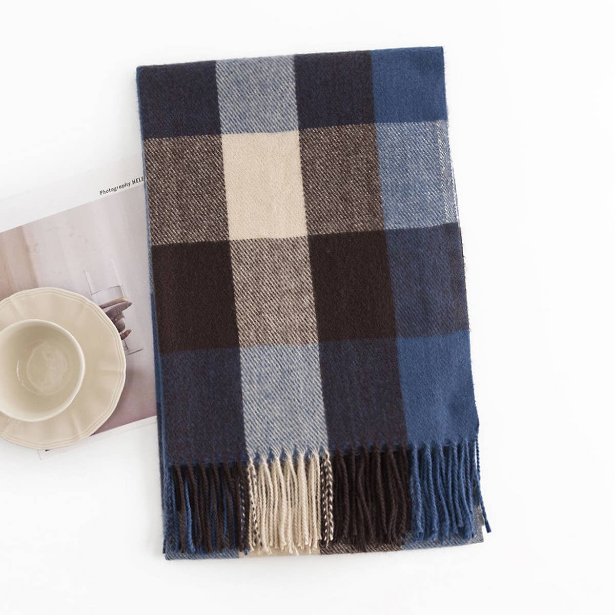 Melange Plaid Scarf ? Soft Faux Cashmere Fall Wrap