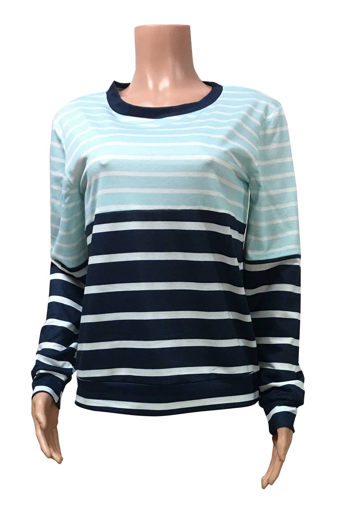 STRIPED COLOR PATCHWORK LONG-SLEEVED HOODIE