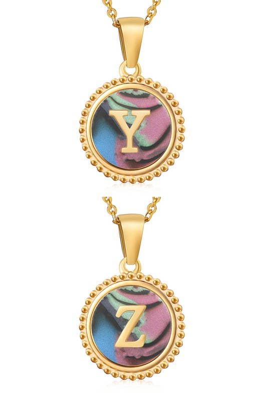 SIMPLE ROUND ALPHABET INITIALS PENDANT NECKLACE_CWAJE215
