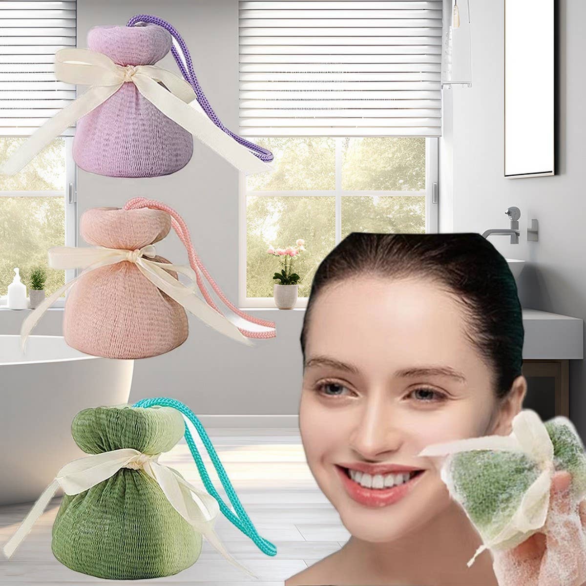 BATH POUF THICKENED TWO-COLOR BATH BALL_CWMM3368