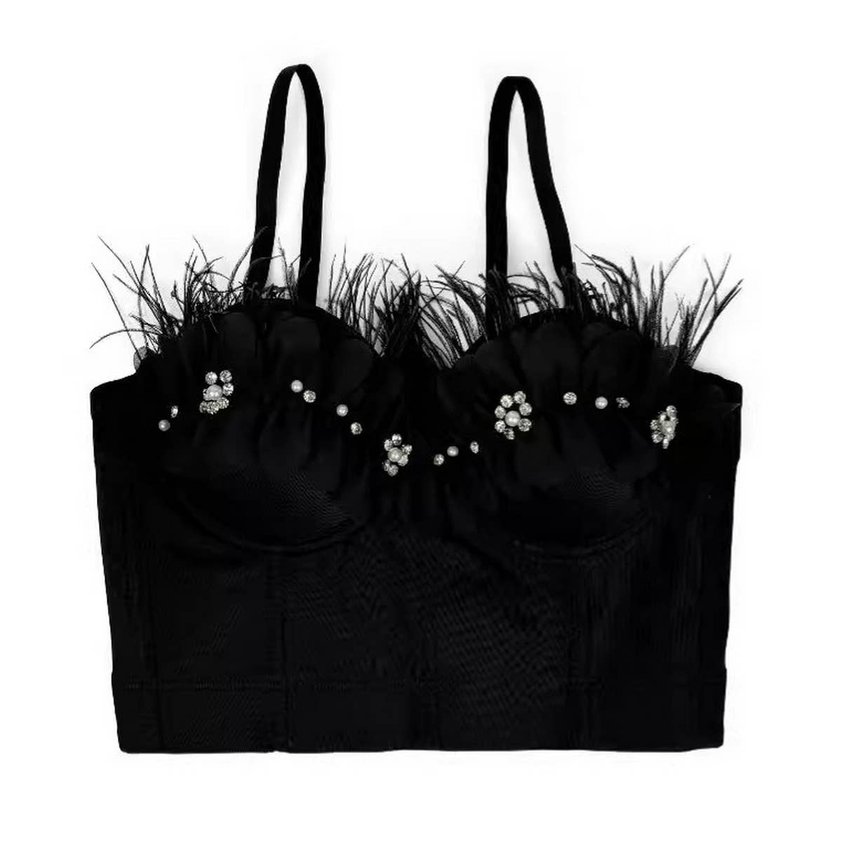 TASSEL DESIGN FLORAL HERRINGBONE CORSET