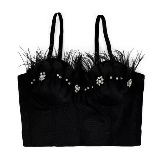 TASSEL DESIGN FLORAL HERRINGBONE CORSET