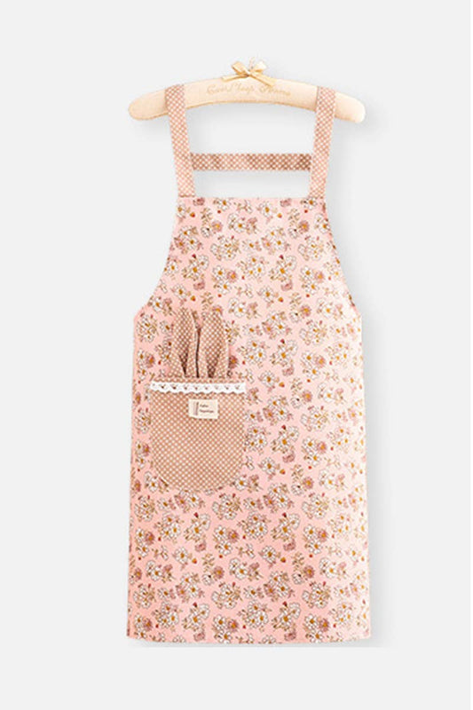 CWMM8271_HOUSEHOLD ANTI-OIL BREATHABLE FLORAL APRON COAT