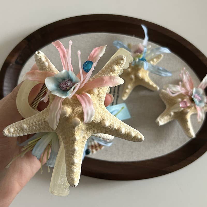 Shell starfish grabber beach hair accessory
