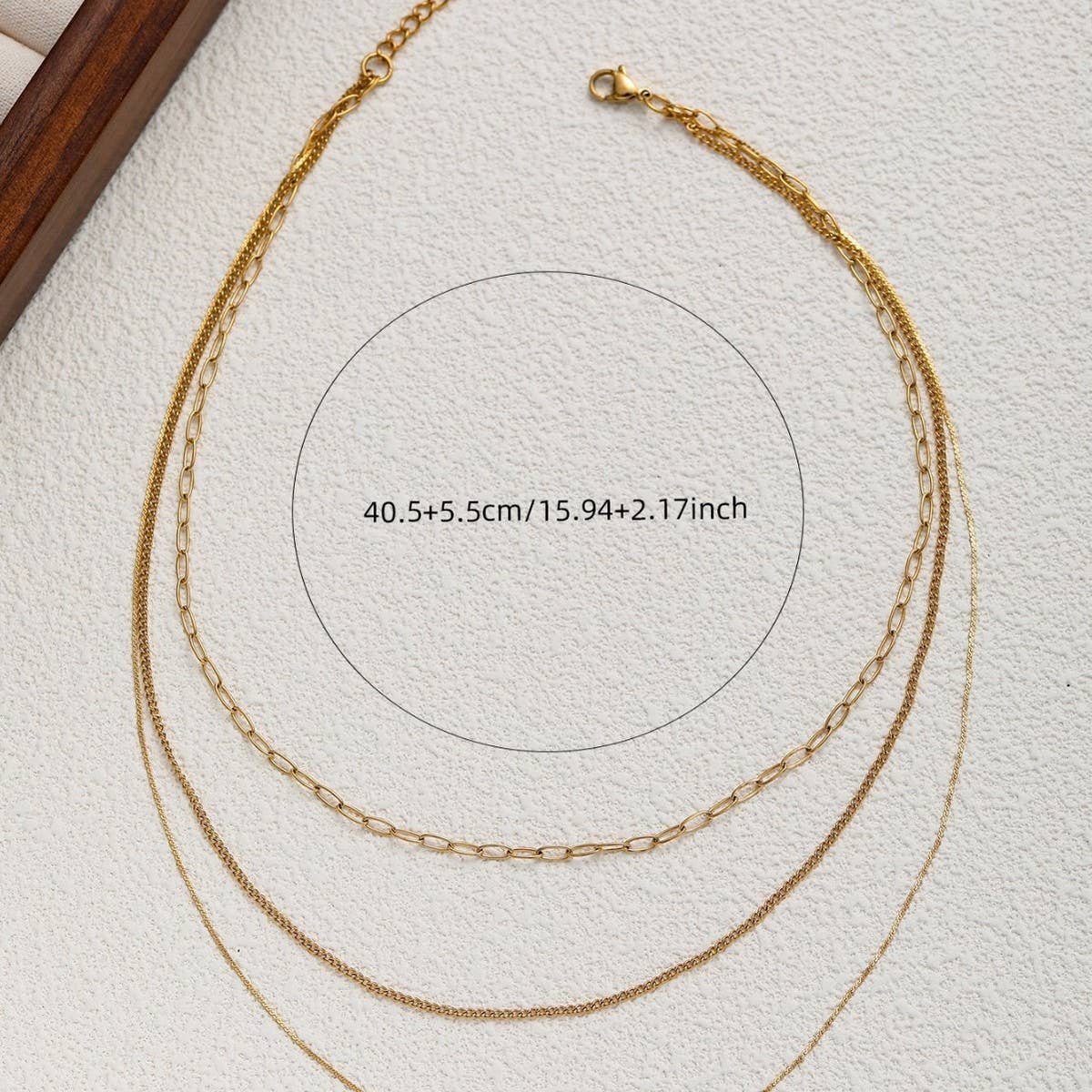 FASHION STYLE GOLD THIN CHAIN LAYERED NECKLACE_CWMM3590
