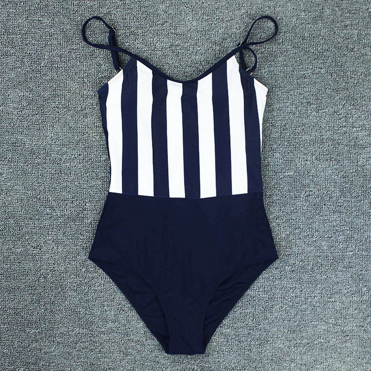 SEXY TIGHT STRIPED SUSPENDER ONE-PIECE SWIMSUIT