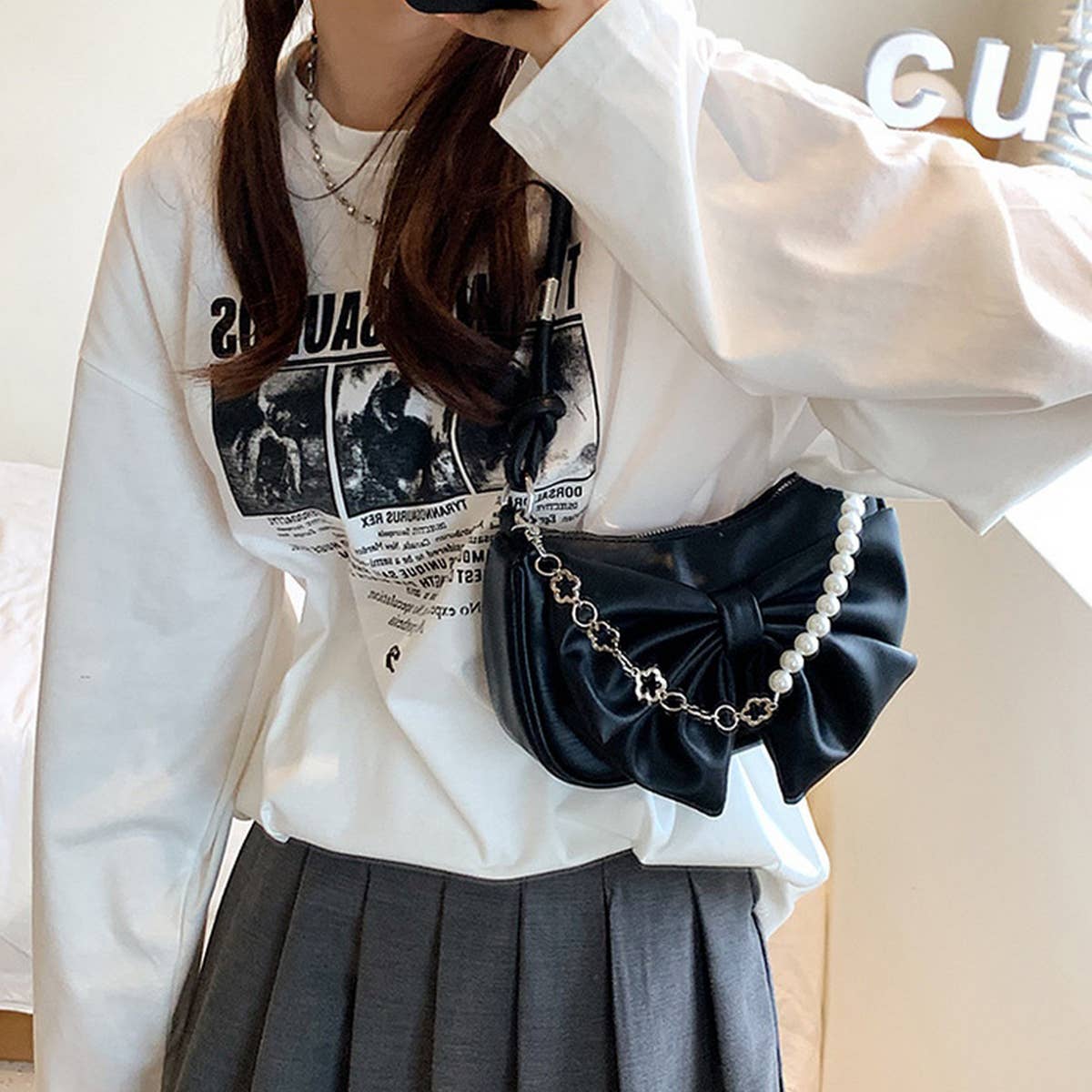 2024 SUMMER WESTERN STYLE SHOULDER BOW PEARL BAG_CWAB1914