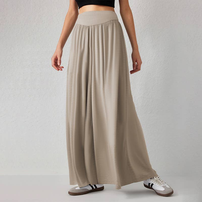 Loose solid color nine-minute wide leg pants