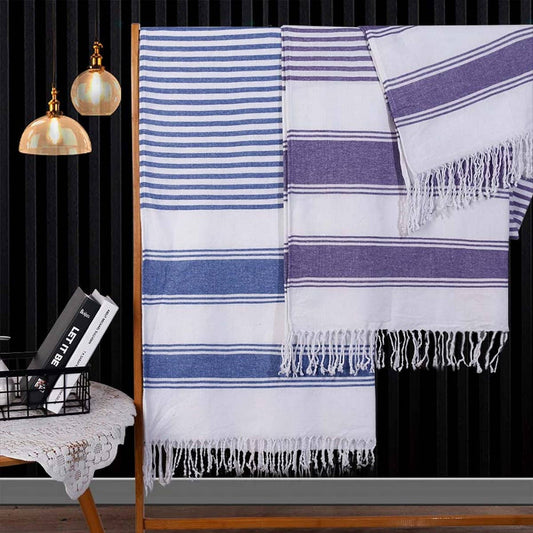 Wide Stripe Tassel Towel Turkish Cotton Beach Wrap