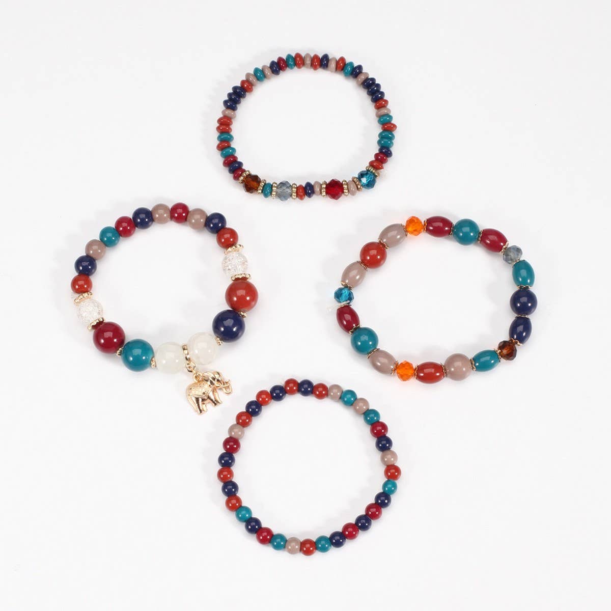 CWMM10439_BOHO ELEPHANT PENDANT BEADED BRACELET FOR WOMEN