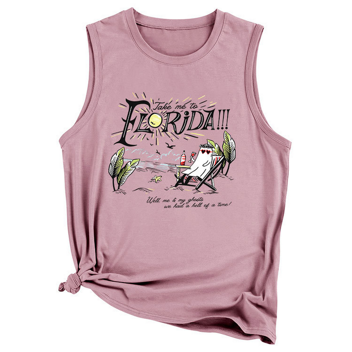 Trendy Loose Fit Tank, Funny Print for Women