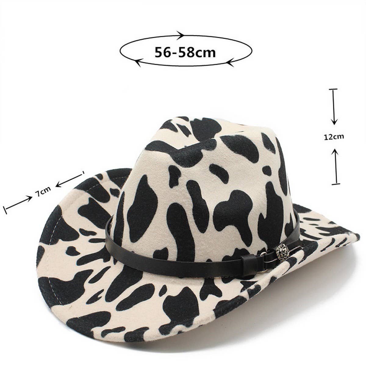 COLORBLOCK COW PATTERN WOOL WIDE BRIM JAZZ HAT_CWAH2553