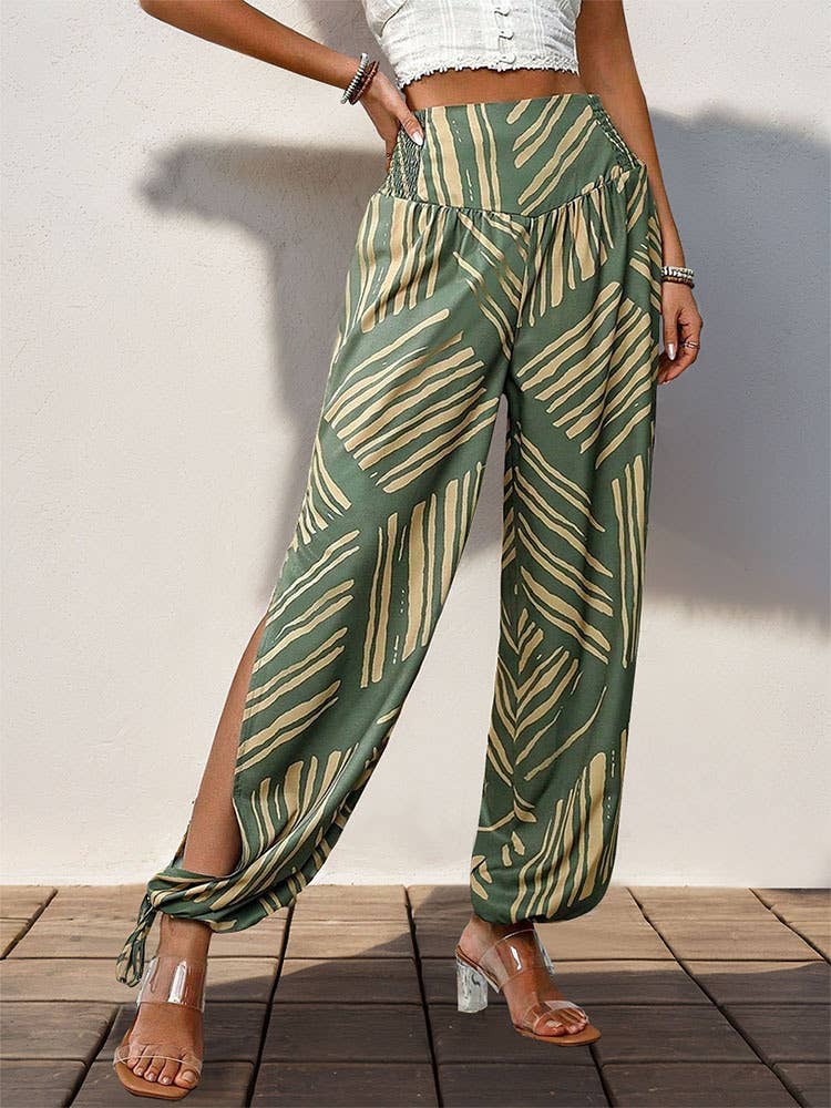 SPLIT BOHEMIAN WAIST SKINNY PANTS