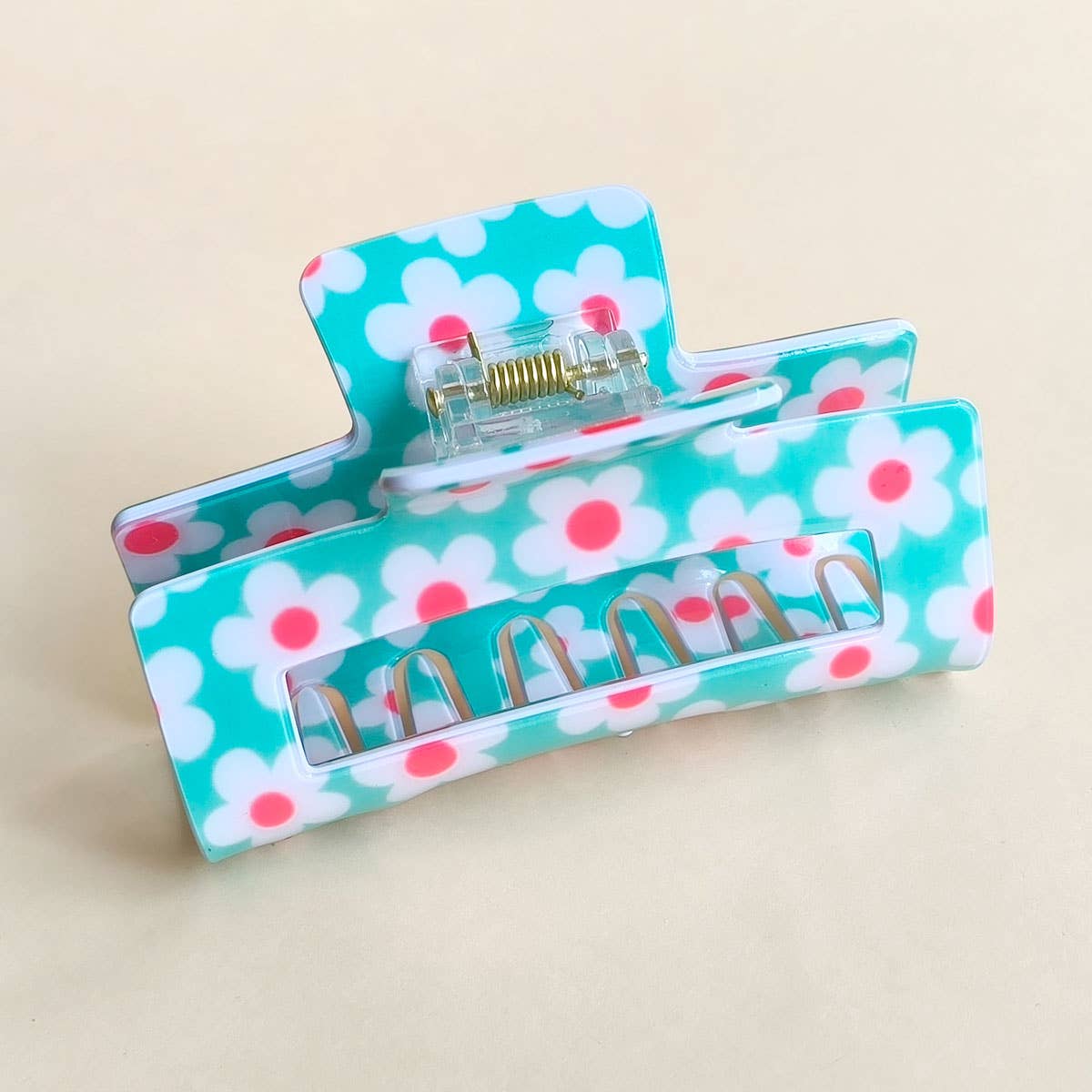 Dopamine Flower Square Hair Claw Clip, Cute Style_CWAHA1022