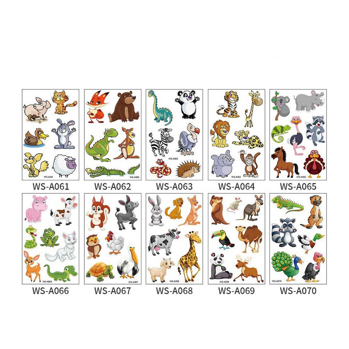 Kids Cartoon Animal Tattoo Stickers Set Waterproof