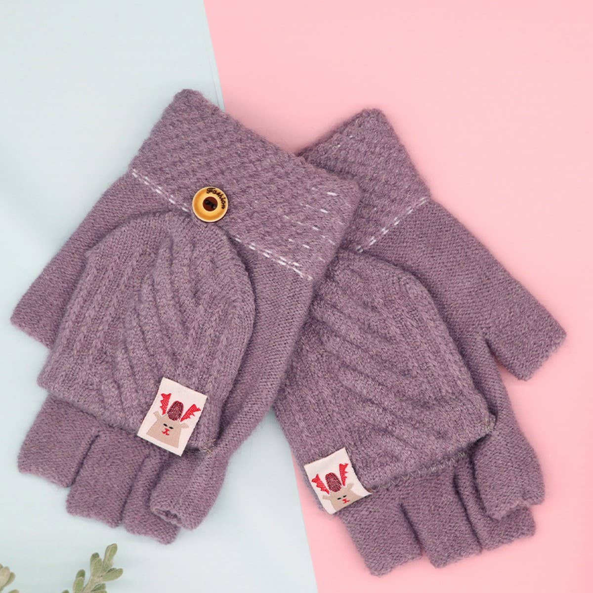 HALF FINGER FLAP KNITTED WARM GLOVES_CWAG0168