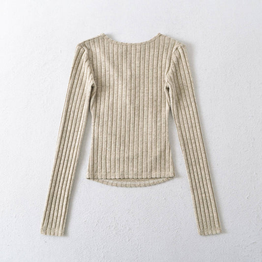 STITCHING FAKE TWO KNITTED LONG-SLEEVED T-SHIRTS