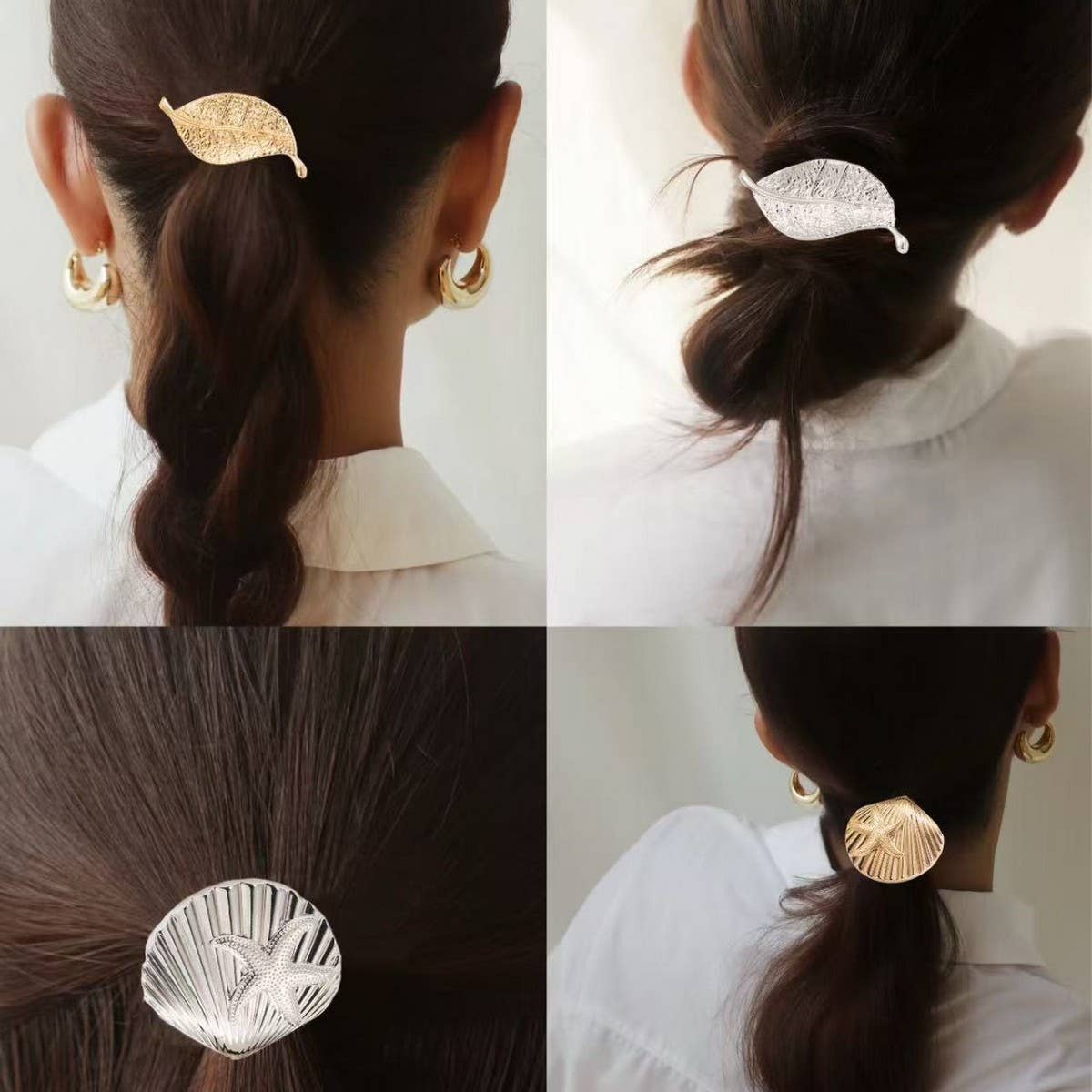 Elegant Leaf Bow Elastic Hair Tie for Women