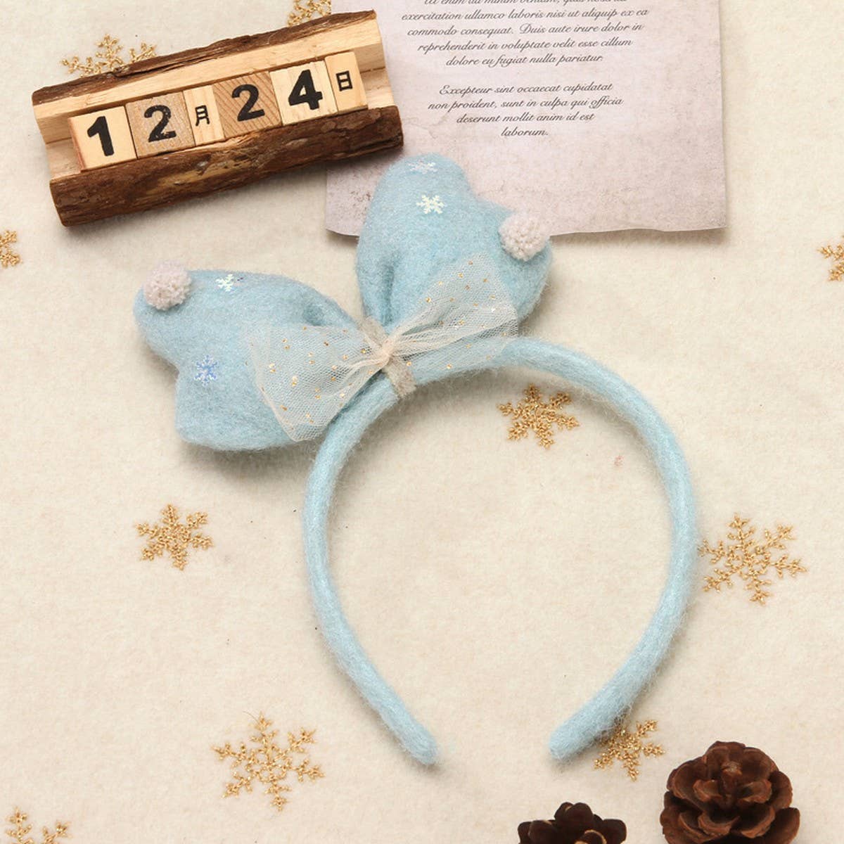 CHRISTMAS CUTE LACEBOW HAIRPIN HEADBAND DECORATION