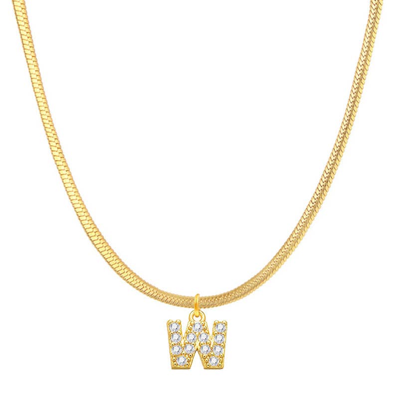 Titanium steel snake bone lock zircon pendant