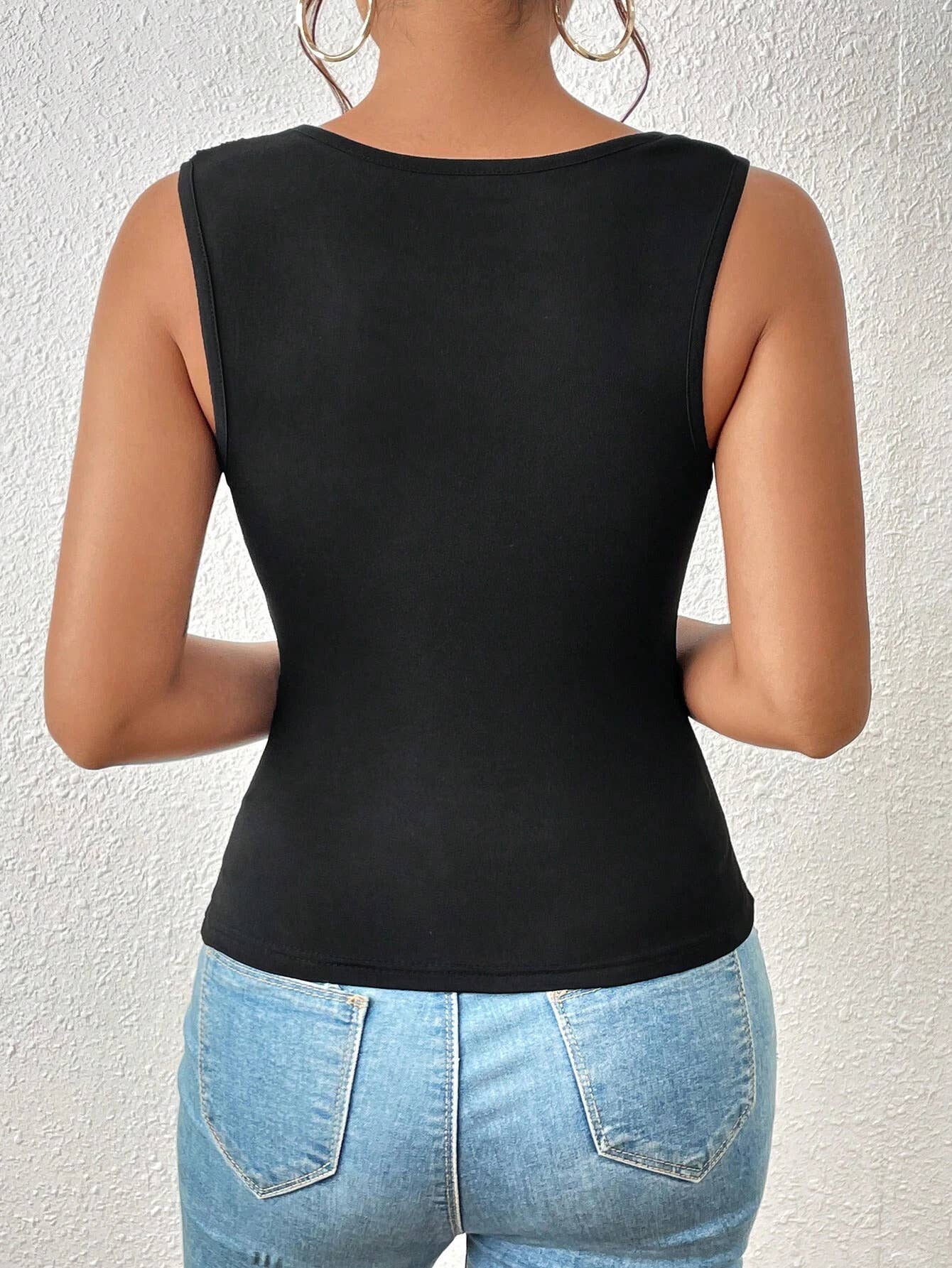 SLIM KNIT SLEEVELESS TOP WITH SLOPING SHOULDERS